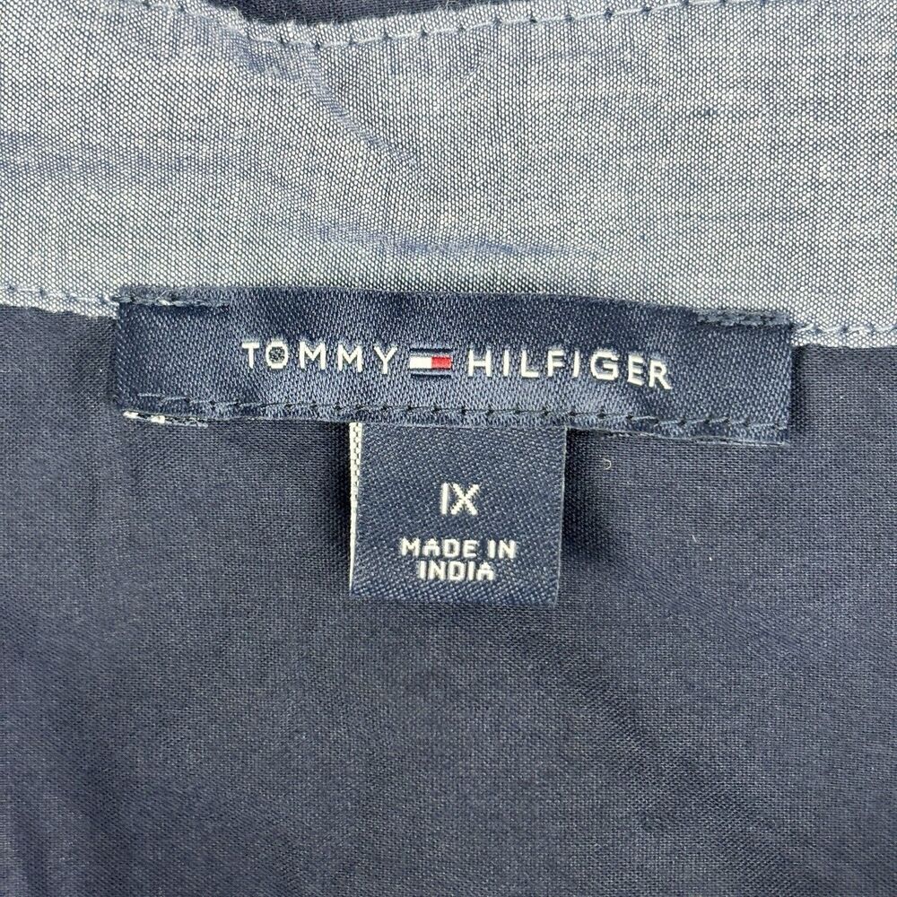 Tommy Hilfiger Women's 1X Navy Blue 100% Cotton Roll Tab Shirt - Picture 8 of 14